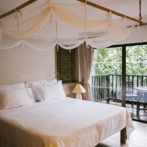 luxury and chill white bedroom in hotel