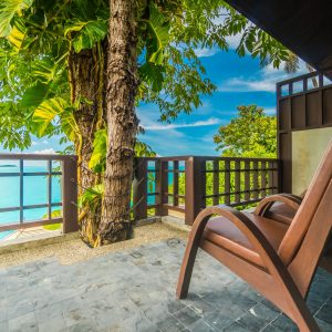 Patio or Balcony with chair around beautiful sea and ocean view for travel and vacation